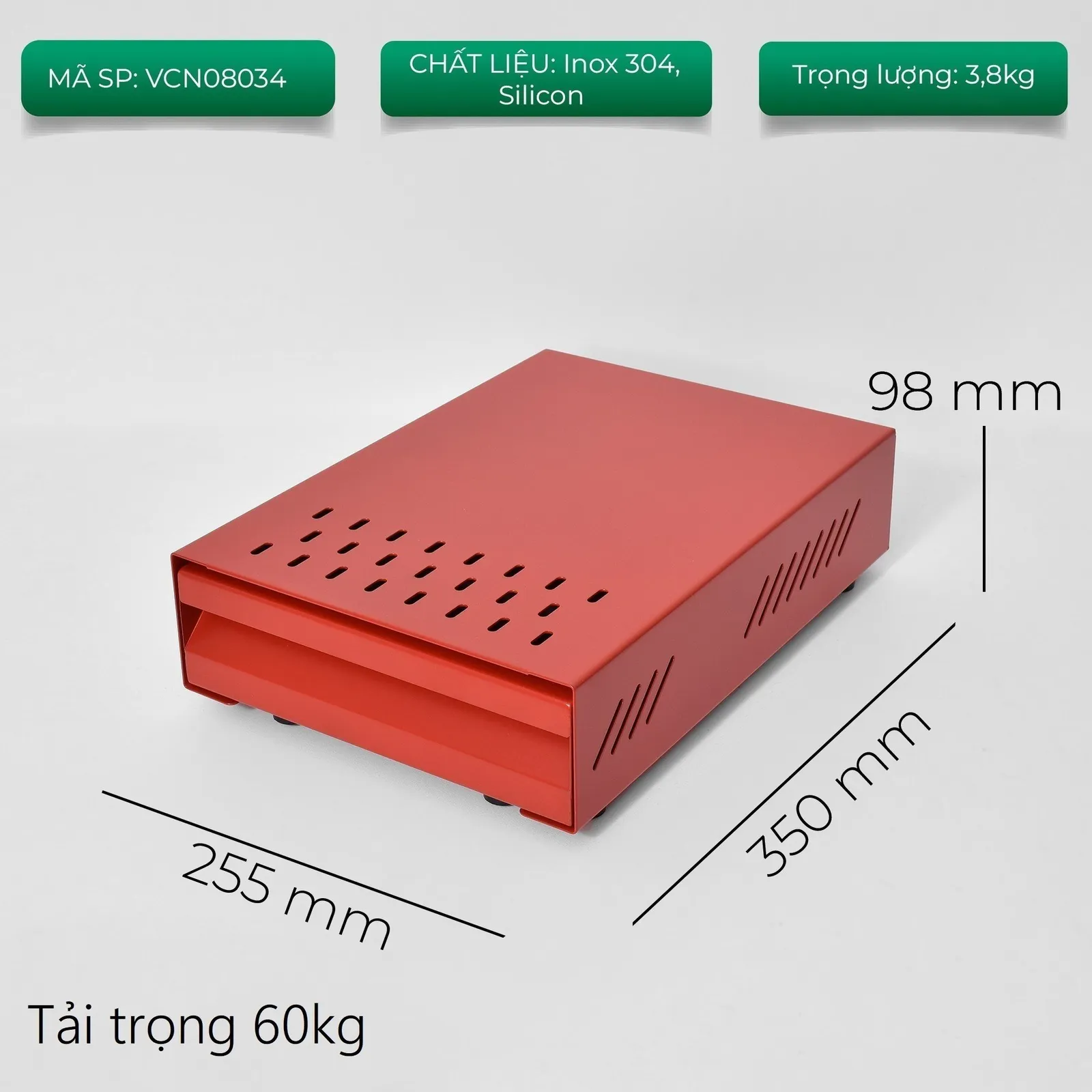 Hộp đập bã inox bạc nhìn nghiêng toàn thân trên nền trắng
