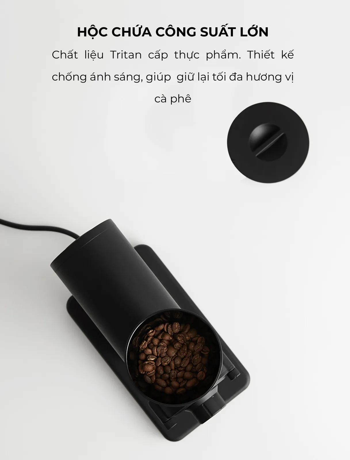 Phễu chứa hạt nhựa PCTG chống ánh sáng của máy xay G-ONE Pro CAFE DE KONA