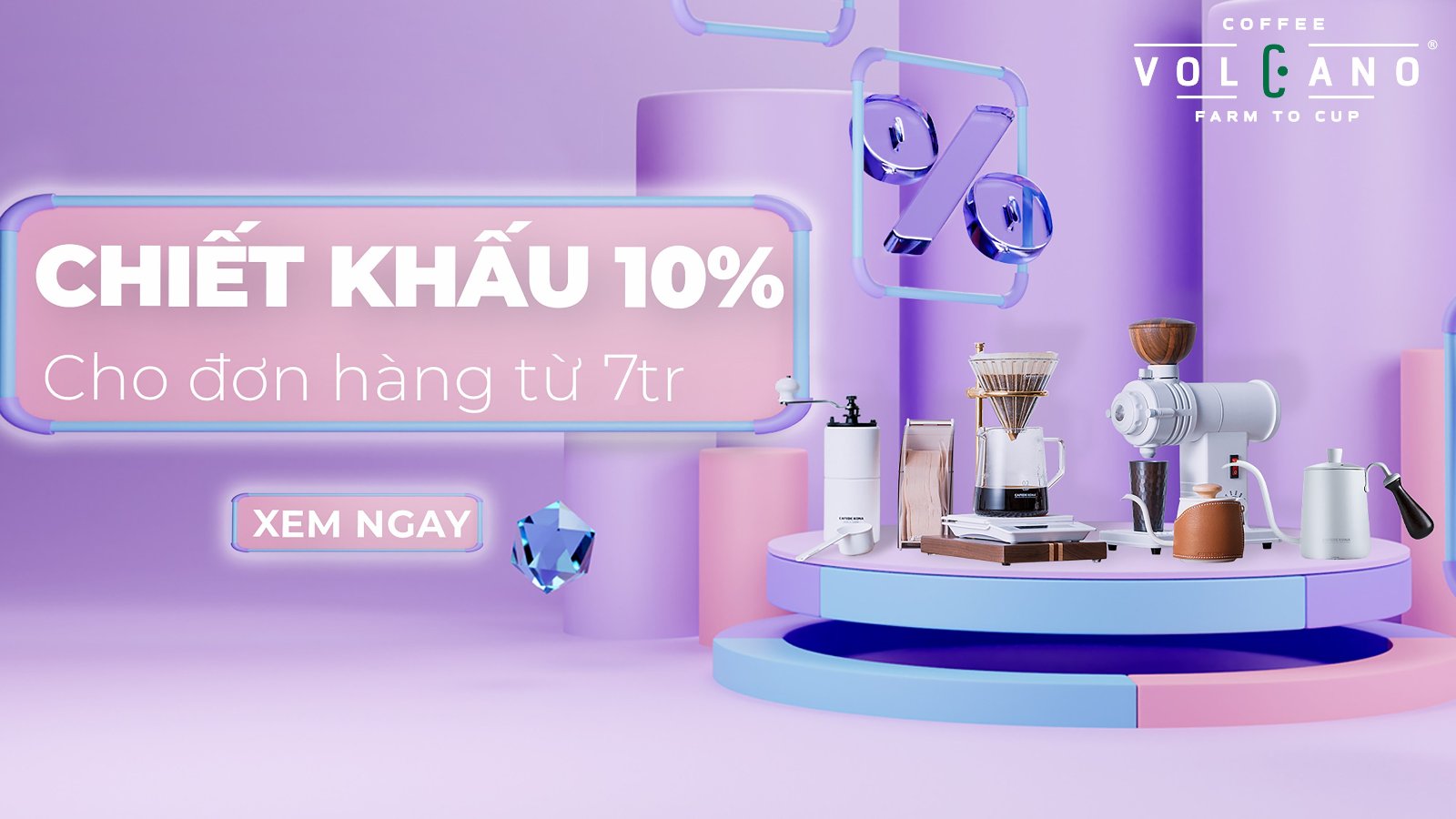 Chiết khấu 10% cho đơn hàng từ 7 triệu tại Volcano Coffee