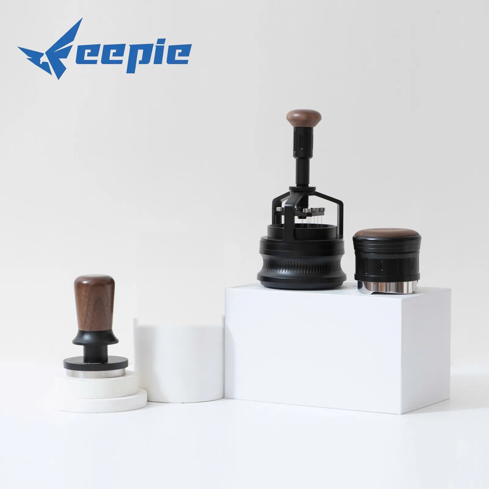 Combo 3 món dụng cụ pha espresso Feepie Wood Charm gỗ óc chó 58mm
