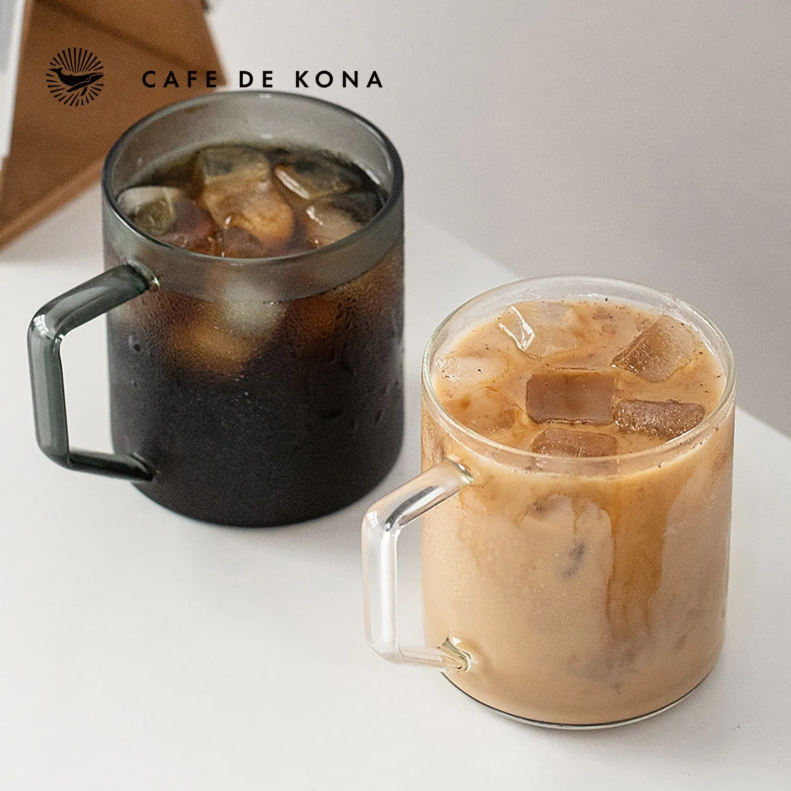 Ly thuỷ tinh CAFE DE KONA 360ml hai màu Trong suốt và Khói