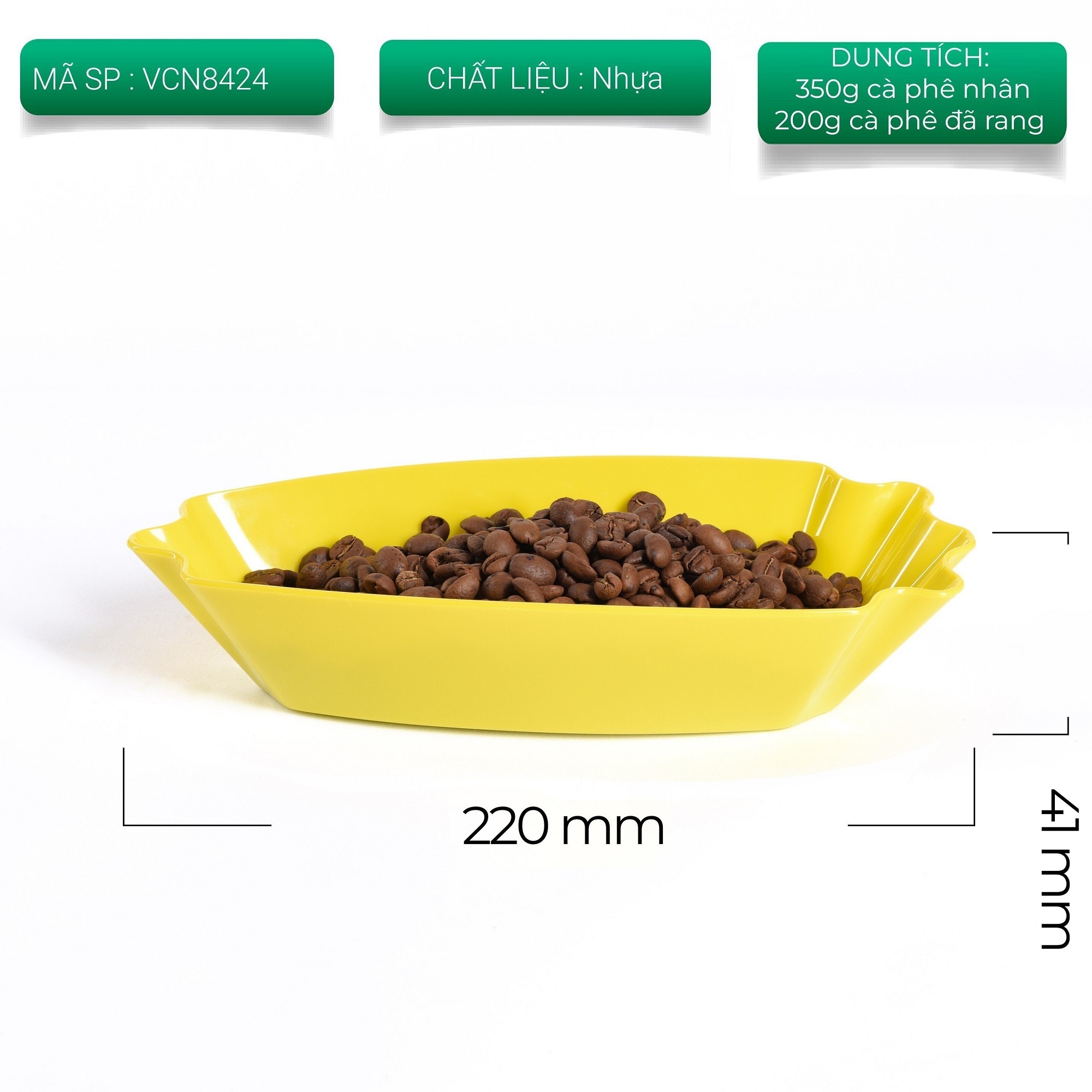 Khay nhựa cupping V1 màu vàng mã VCN8424 đựng cà phê hạt rang