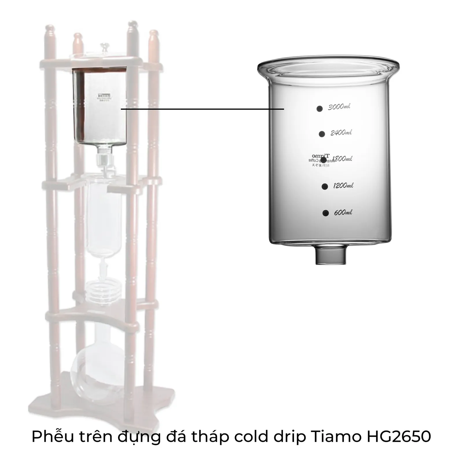 Bình phễu thuỷ tinh HG6370-1 đựng nước đá tháp cold drip Tiamo HG2650 4000ml