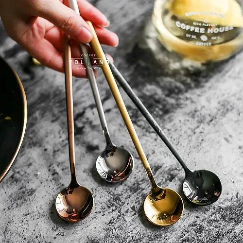 Muỗng cà phê inox 17cm bốn màu bạc đen vàng đồng ảnh 7