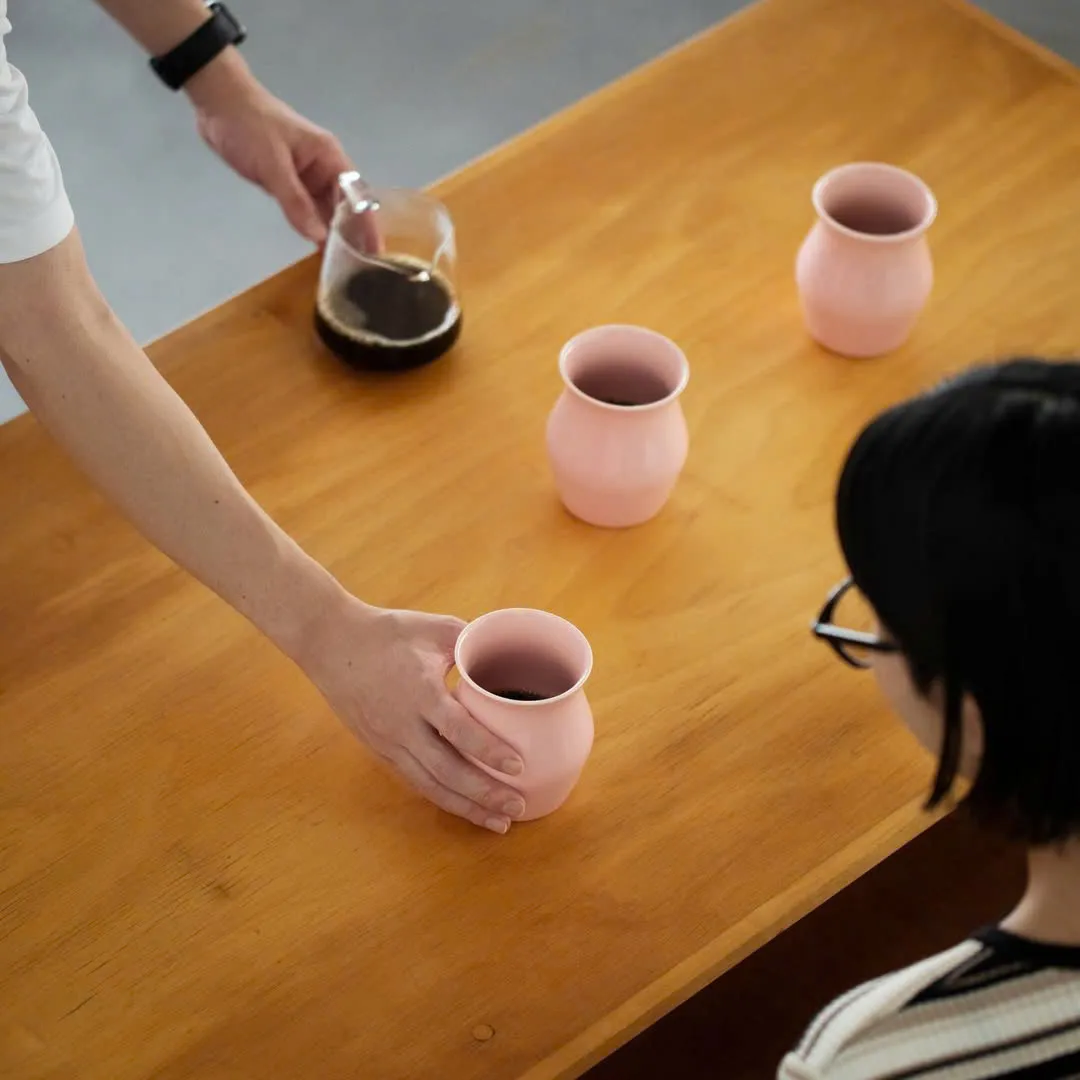 Barista sử dụng ly Origami Sensory Flavor Cup tại quầy