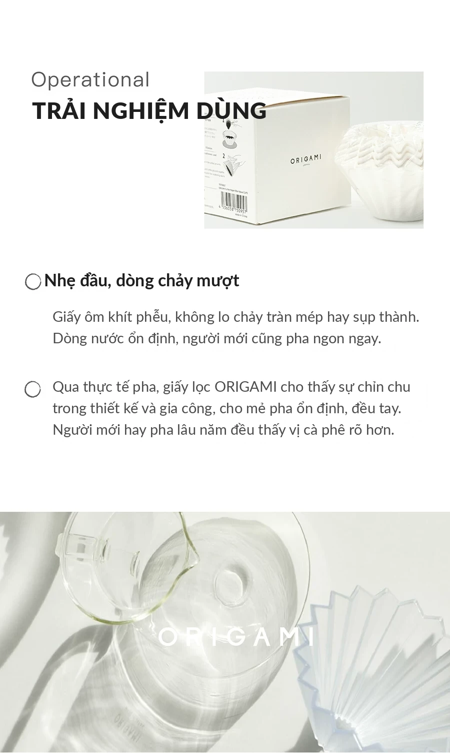 Trải nghiệm dùng giấy lọc Wave Origami: ôm khít phễu, dòng nước ổn định