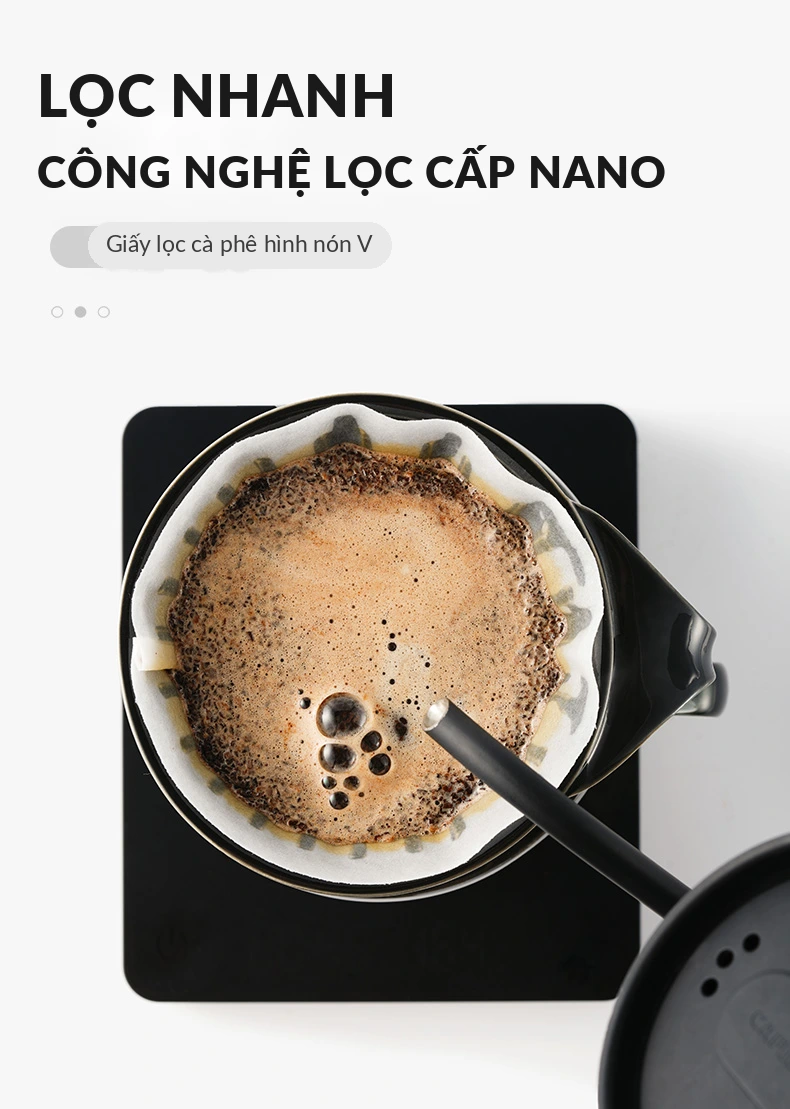 Giấy lọc V60 CAFE DE KONA lọc nhanh nhờ công nghệ lọc cấp nano