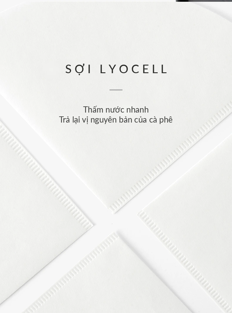 Giấy lọc V60 sợi lyocell thấm nước nhanh, trả lại vị nguyên bản của cà phê