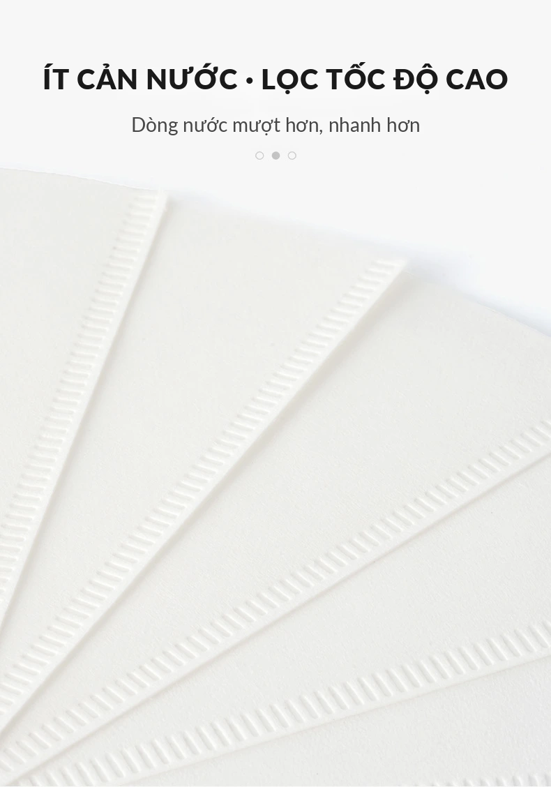 Giấy lọc V60 ít cản nước, dòng chảy mượt và nhanh hơn