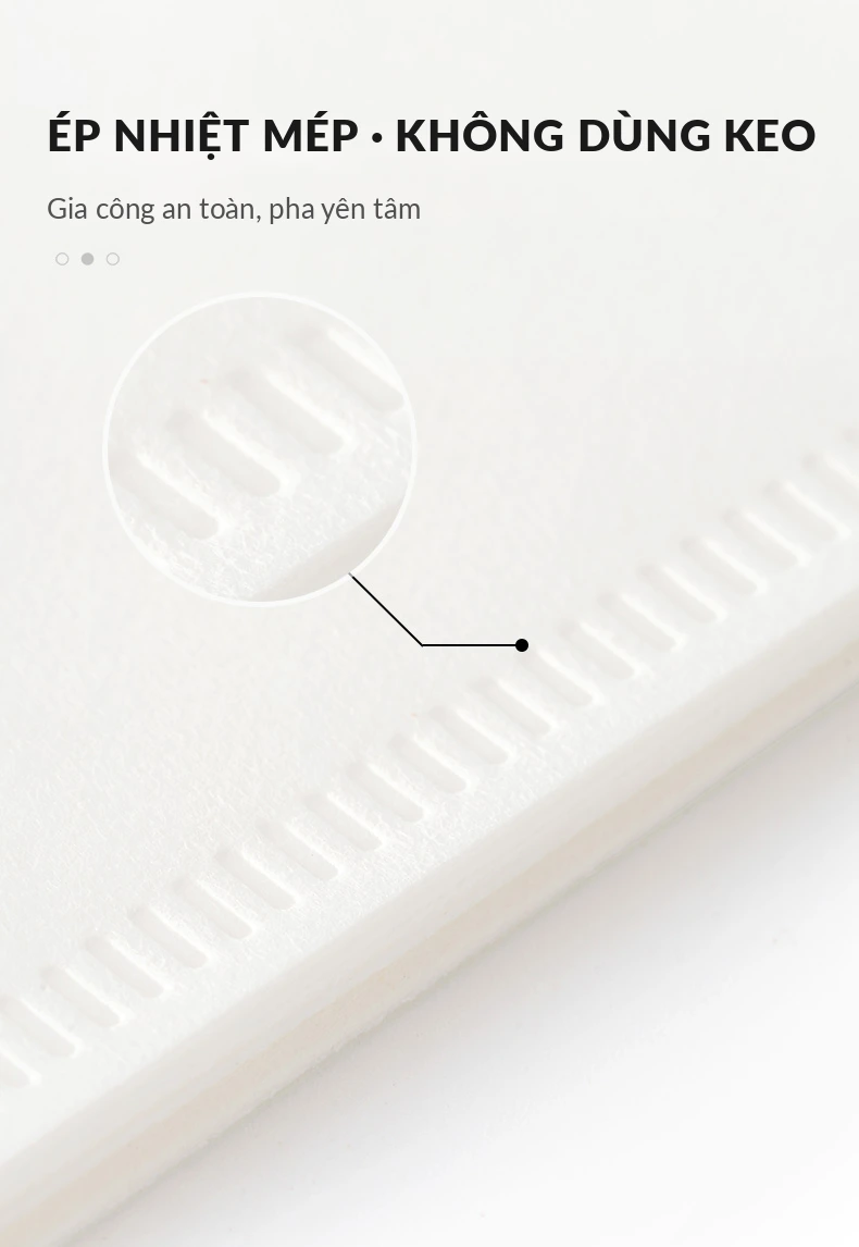 Mép giấy lọc ép nhiệt, không chứa keo dán