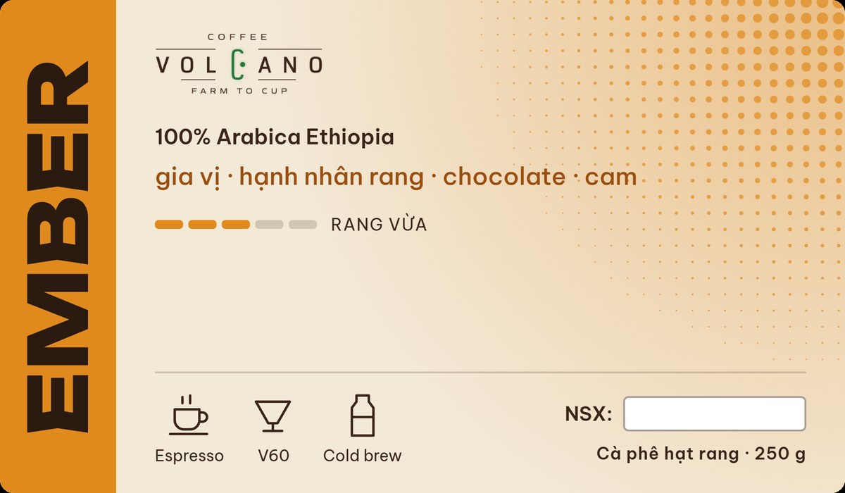 Tem mặt trước VOLCANO EMBER 250g