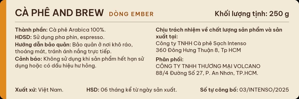 Tem đáy túi VOLCANO EMBER – thành phần, ngày rang, hạn dùng