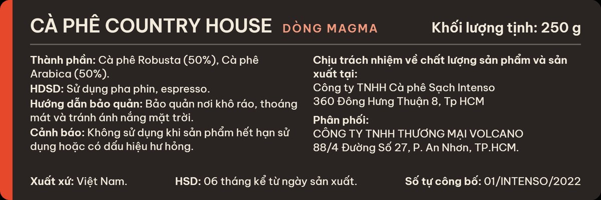Tem đáy túi VOLCANO MAGMA – thành phần, ngày rang, hạn dùng