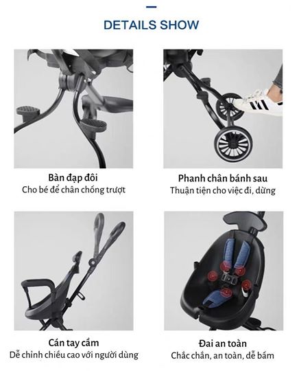 Xe đẩy BBH V3 -B Hàng Cao Cấp Có Mái Che