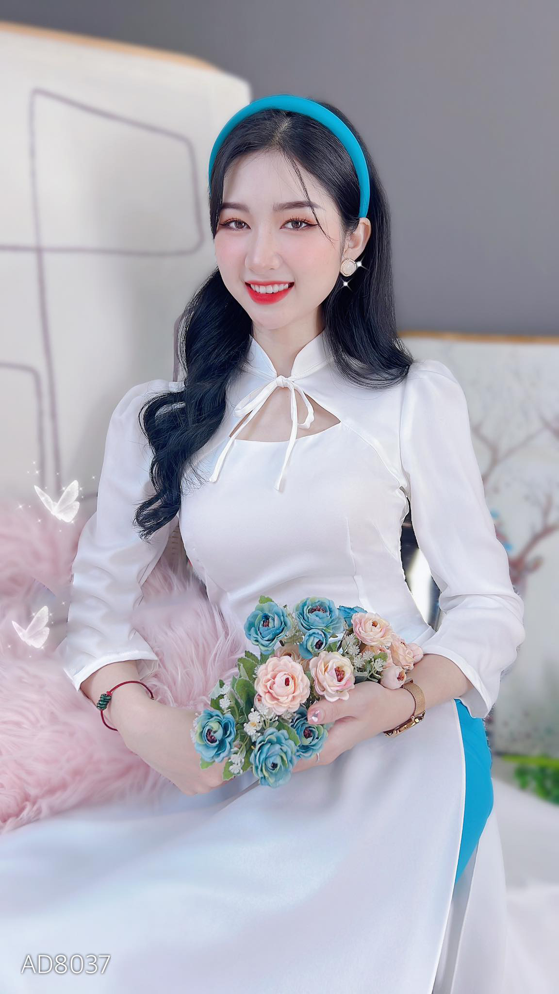 Áo dài cách tân nữ cổ cột nơ