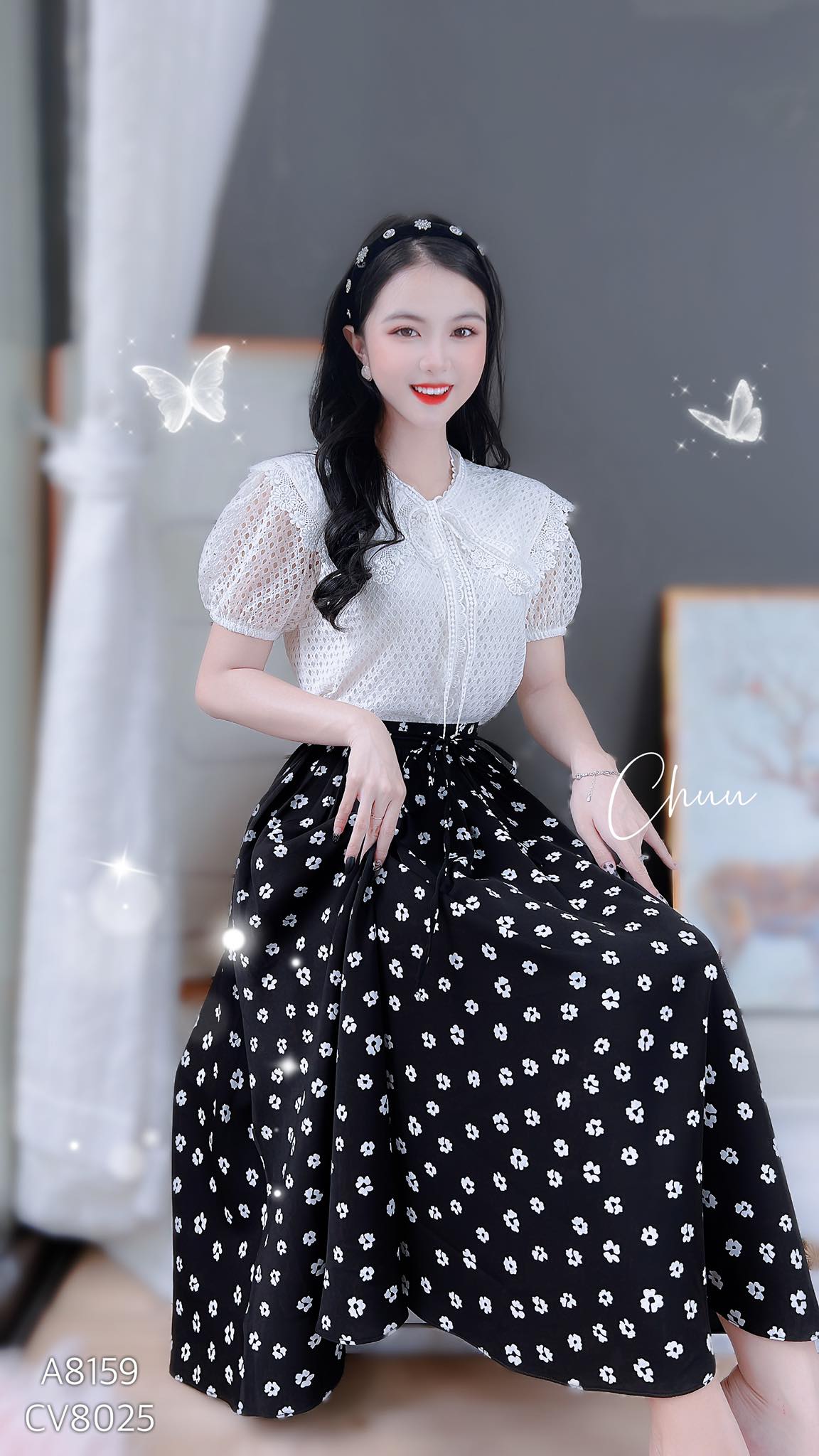 Set bộ rời áo sơ mi cổ gập và chân váy trơn MIMIX BM2185 - Đồ bay, jumpsuit  | ThờiTrangNữ.vn