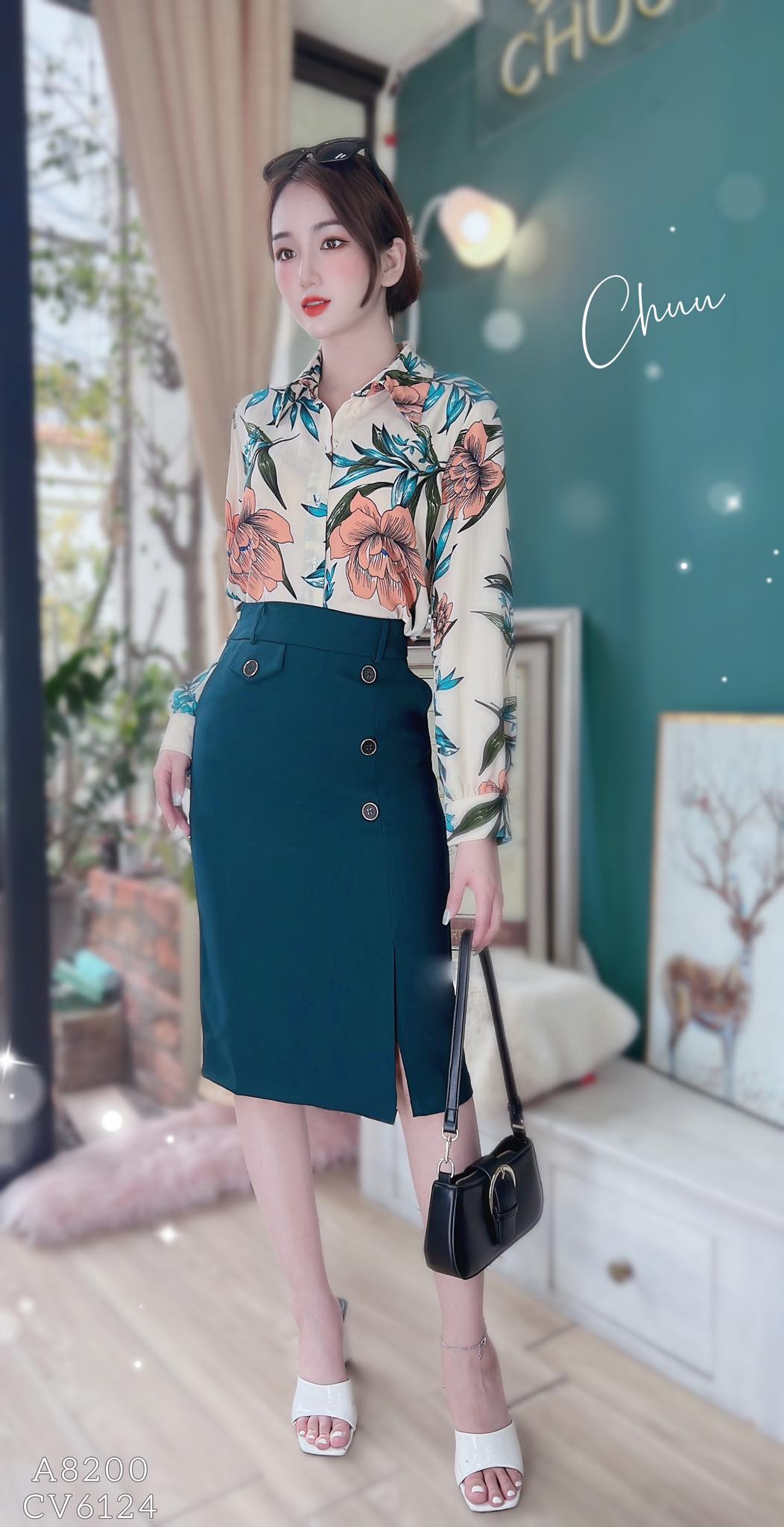 Áo Sơ Mi Hoa Dài Tay A8200 Áo Sơ Mi Hoa Dài Tay A8200