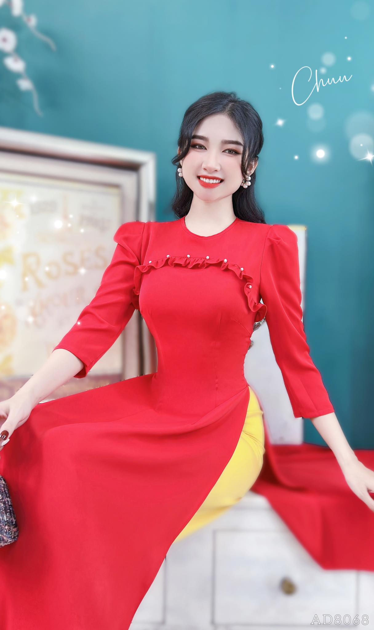 Áo dài tết màu đỏ