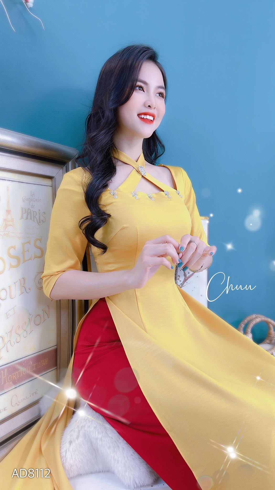 Áo Dài Cổ X Cườm CHUU