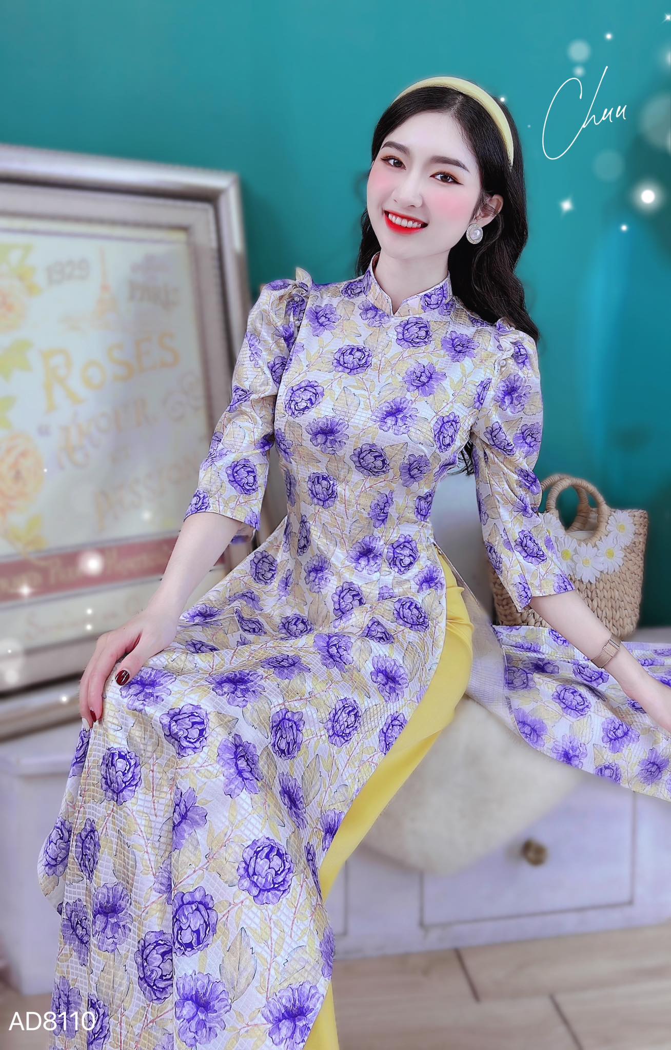 Áo Dài Nhún Vai Cổ CHUU