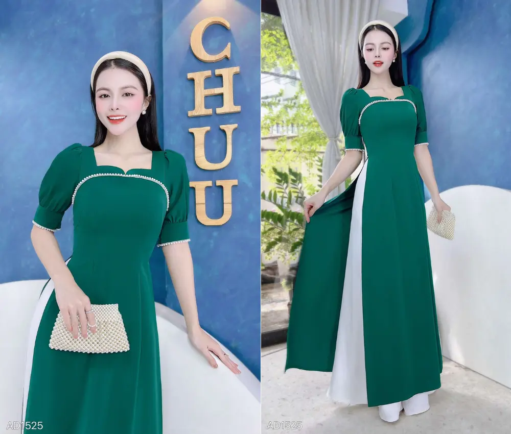 Áo dài cổ vuông cách tân