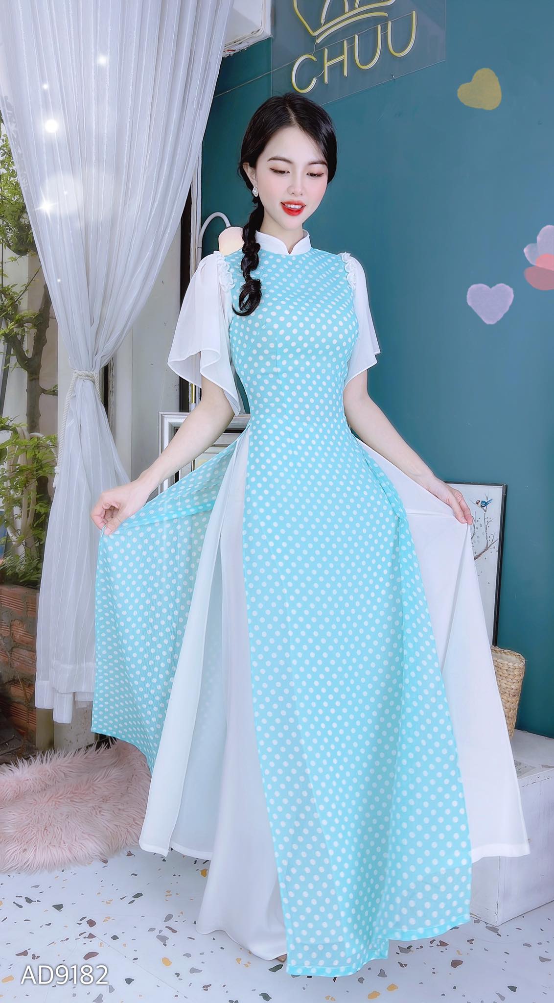 Áo dài tết màu xanh