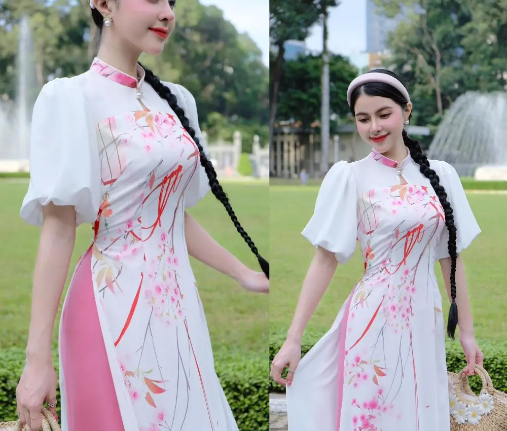 Áo dài tay phồng giáo viên