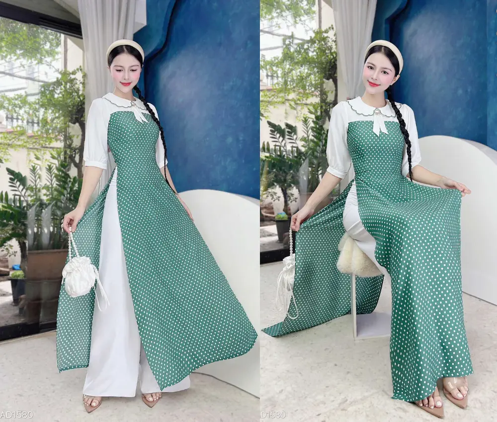 Áo dài trắng xanh giáo viên