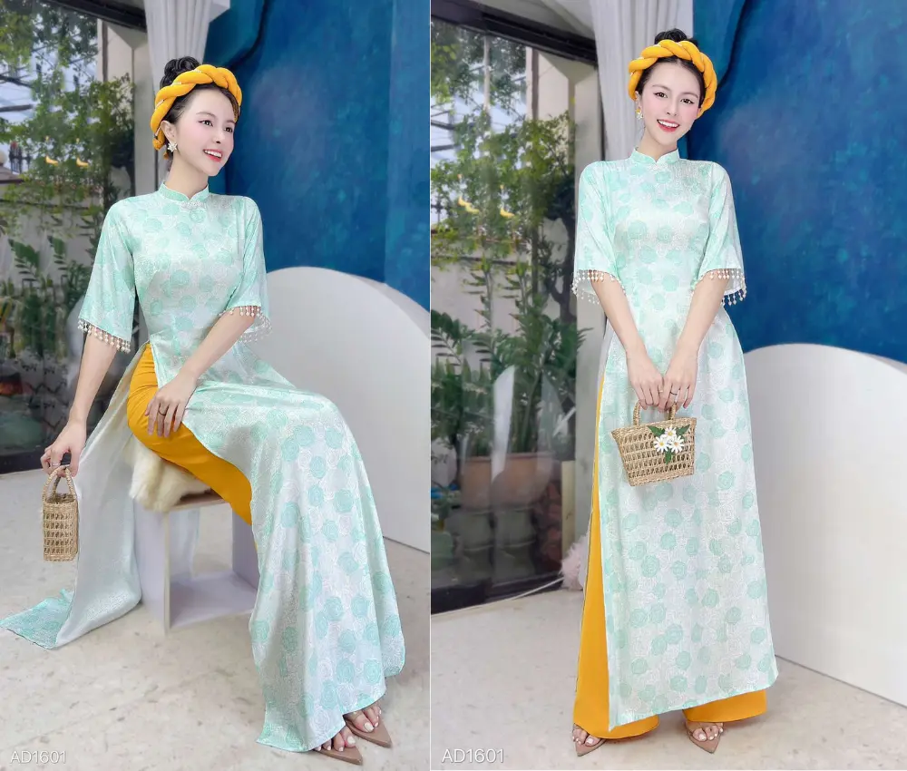 Áo  dài trắng xanh giáo viên