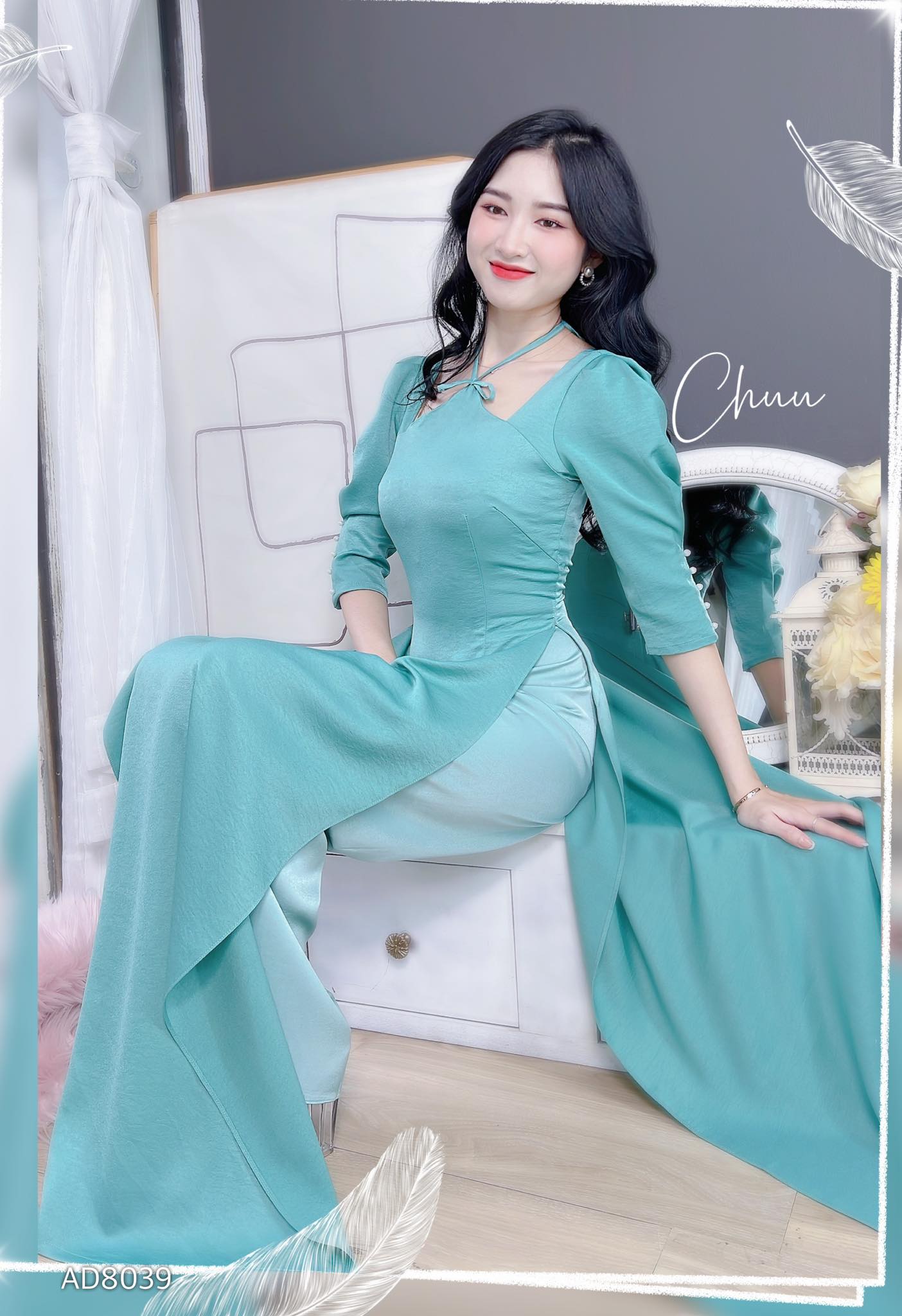 Áo Dài Cổ Yến Tay Ngọc AD8039 (áo lẻ)