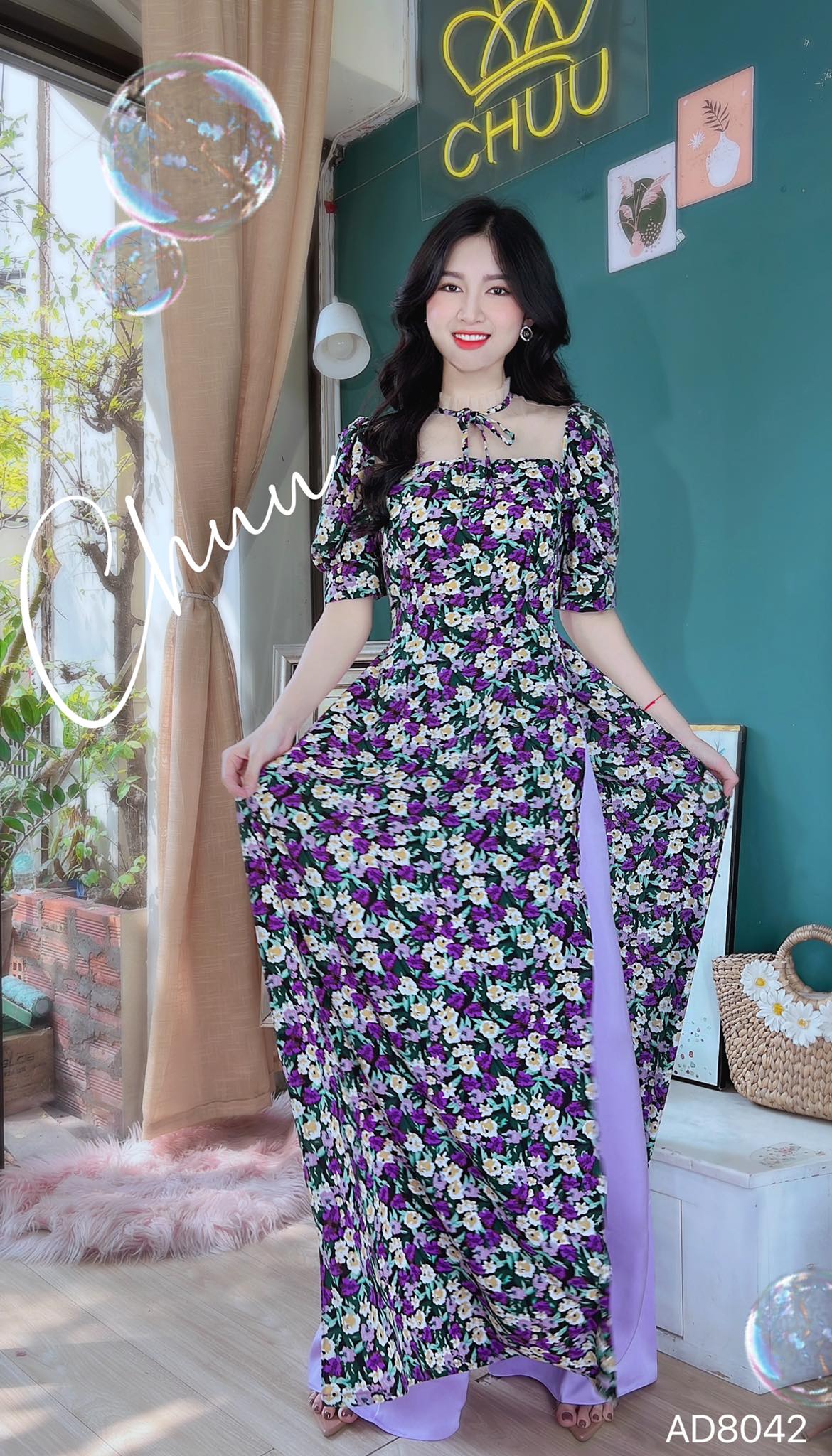 Áo Dài Pha Lưới AD8042 (áo lẻ)