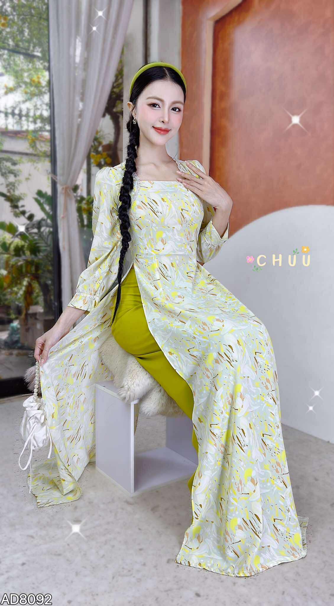 Áo Dài Vai Ren Bán Nguyệt AD8092 (áo lẻ)