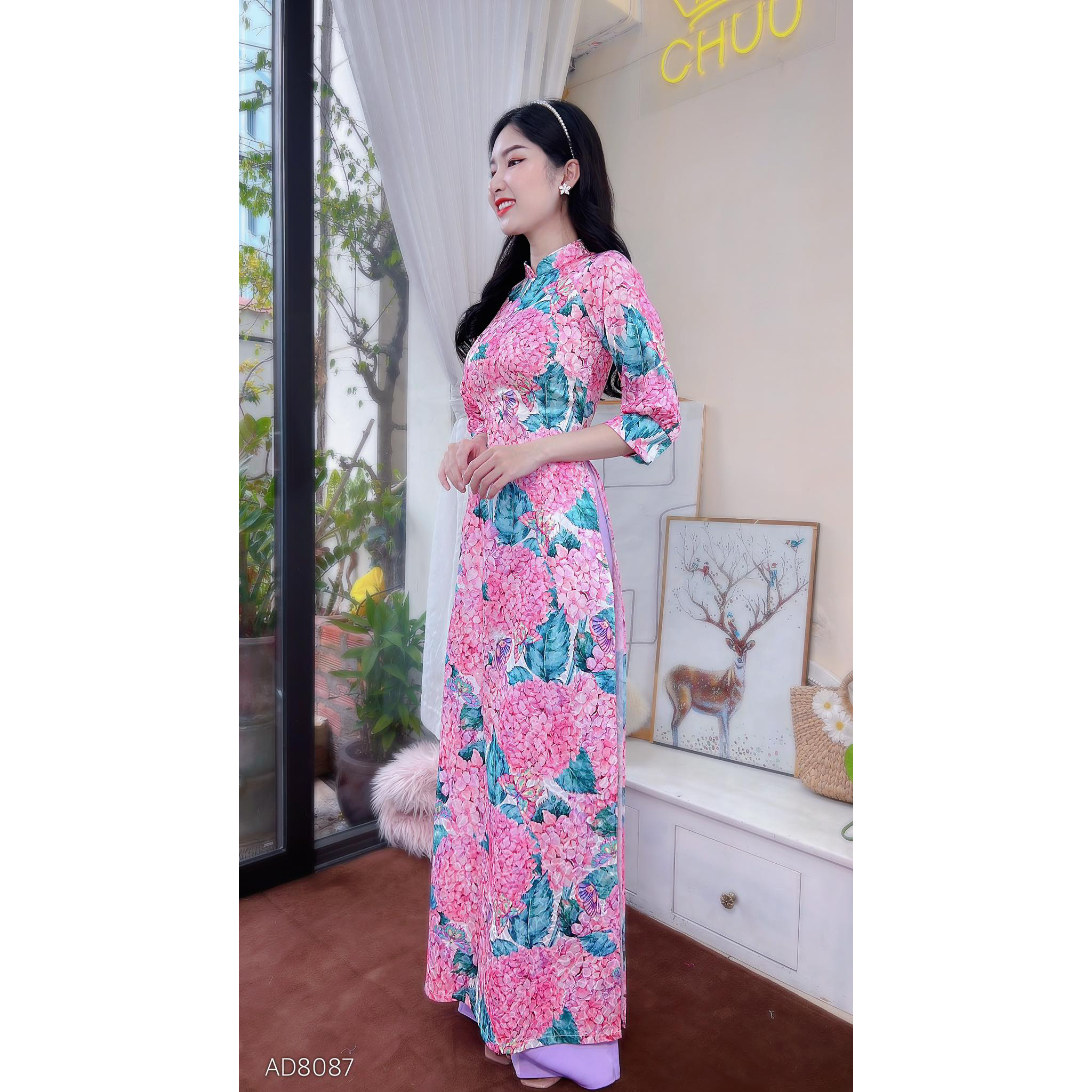 Áo Dài Truyền Thống Tay Bảng AD8087 (áo lẻ)