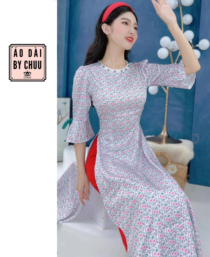 Áo dài Cổ Tròn Ngọc Màu AD9252