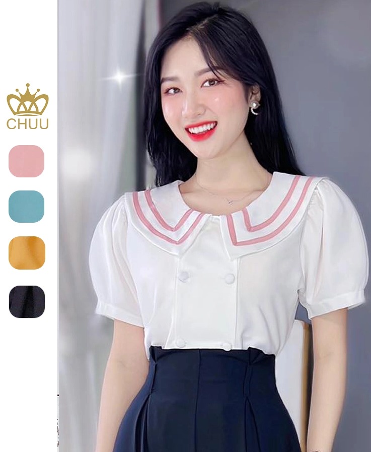 Áo kiểu nữ cổ sen nhọn đính nơ The One Fashion ADB0653VA giá tốt Tháng 8  2023  Mua ngay  Shopee Việt Nam