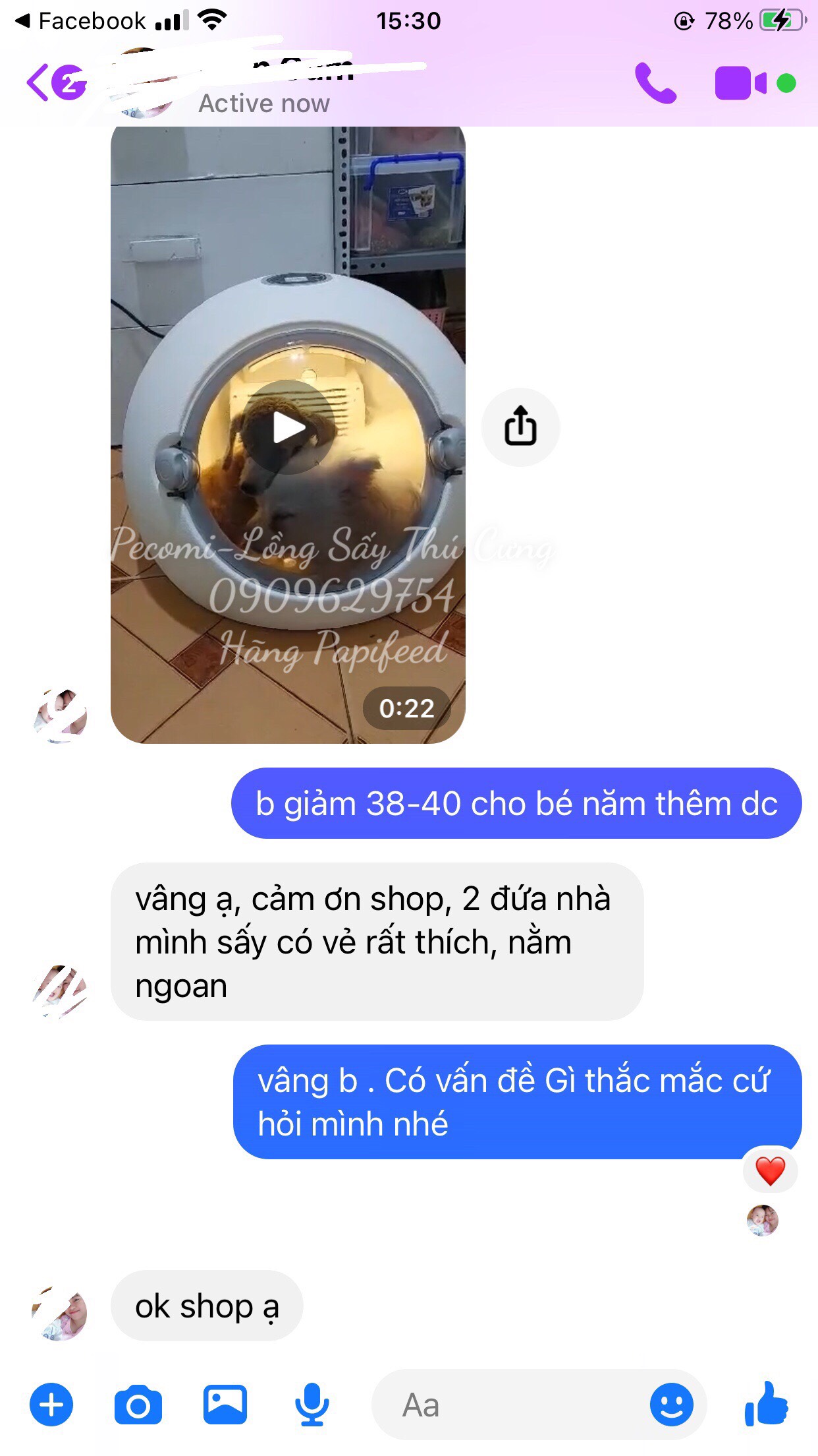 Feedback lồng sấy Papifeed