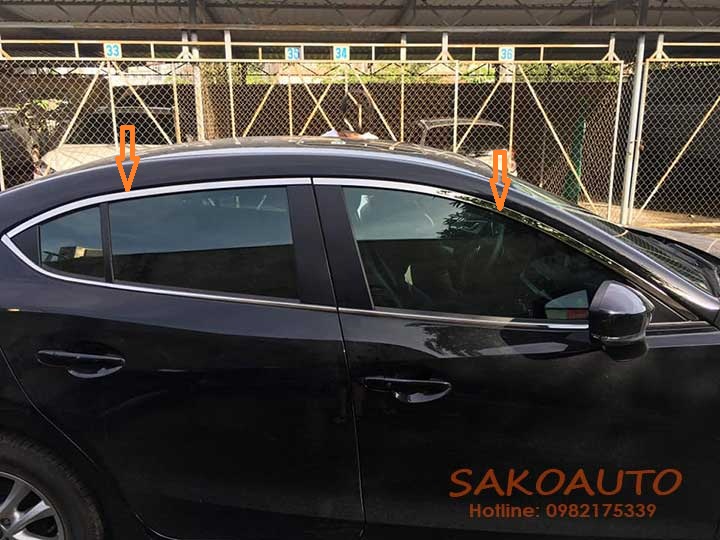 viền innox kính mazda 3