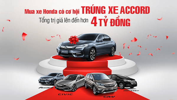 Cơ hội trúng xe Honda Accord khi mua xe ô tô Honda trong tháng 7