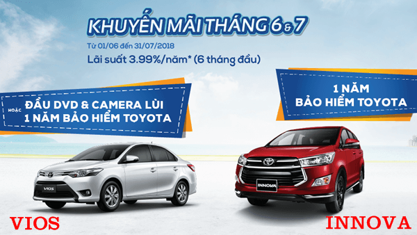 Tặng 1 năm bảo hiểm Toyota, đầu DVD + camera lùi khi mua xe Vios và Innova