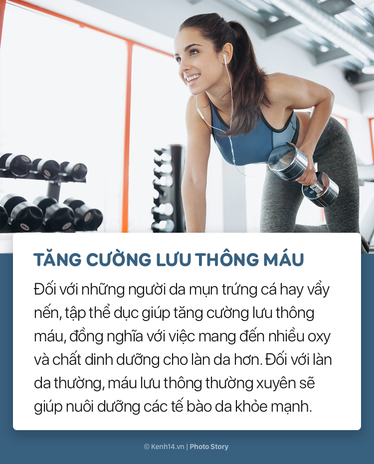 Tập thể dục không chỉ giúp giảm cân, giữ dáng, nâng cao sức khỏe mà còn làm đẹp da bởi những lí do này