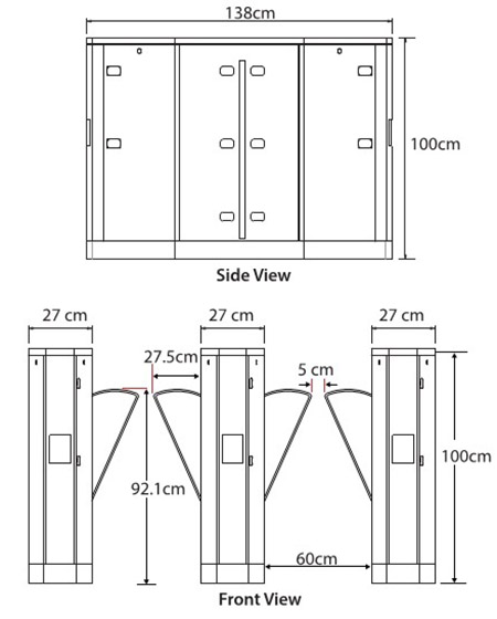 Hệ thống kiểm soát ra vào cửa bảo mật/kiểm soát ra vào sảnh/ra vào tòa nhà bằng Tripod Turnstile, Flap Barrier, Wing Gate Turnstile