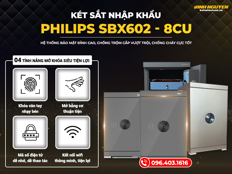 Két sắt nhập khẩu Philips SBX602 – 8CU bảo mật tuyệt đối, chống trộm cắp hiệu quả