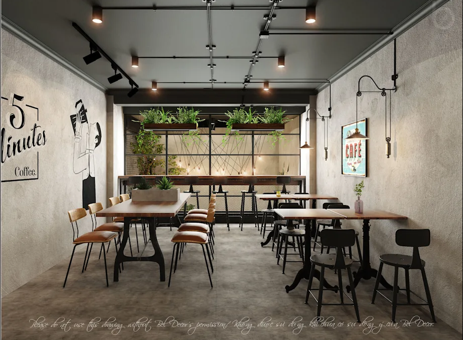 an-tuong-voi-thiet-ke-quan-coffee-xanh-phong-cach-cong-nghiep