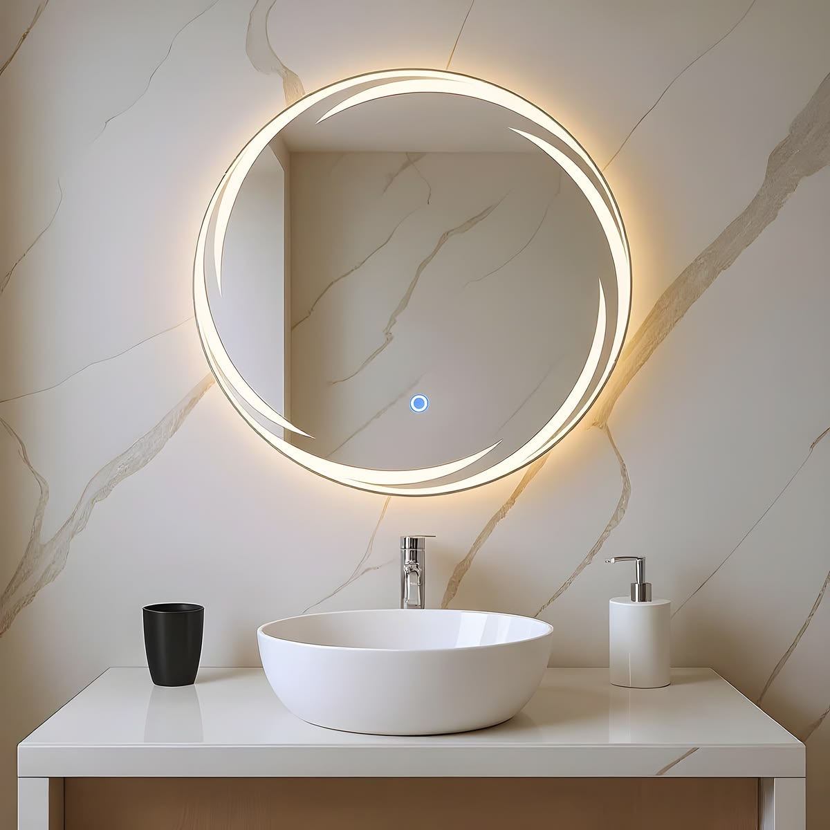 Gương tròn LED phun cát