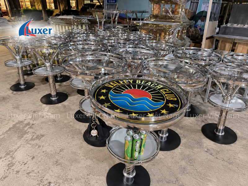 Bàn Karaoke Inox Tròn Luxer
