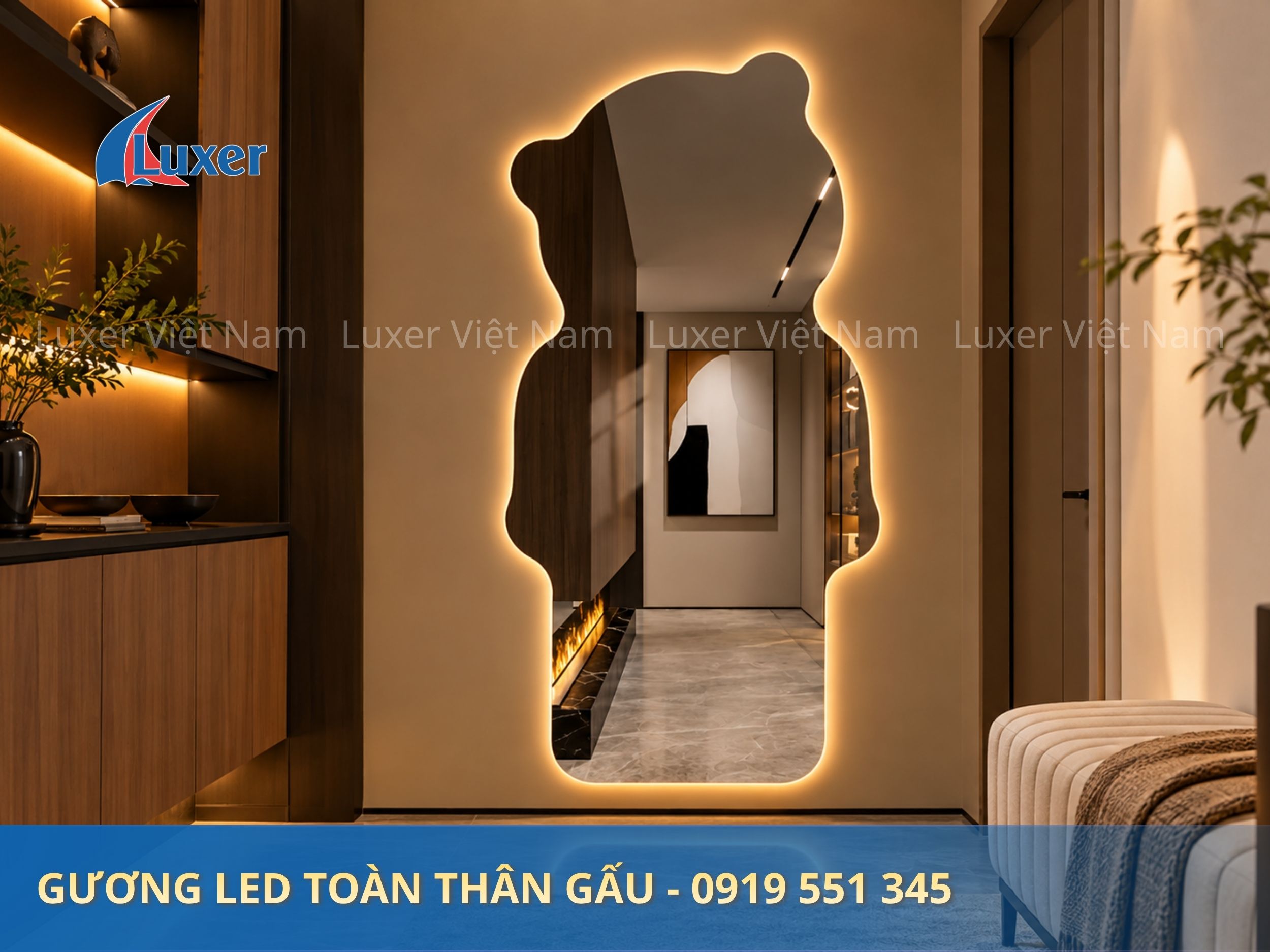 Gương LED toàn thân gấu