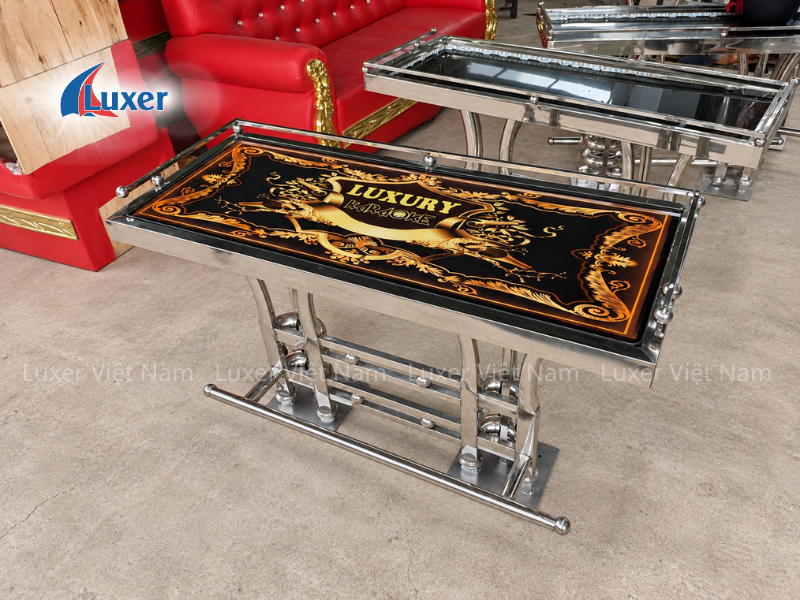 Bàn Karaoke Inox 6 Chân Luxer