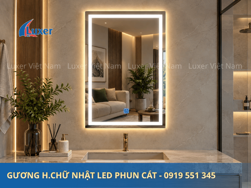 Gương Hình Chữ Nhật LED phun cát