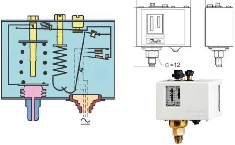 Cấu tạo công tắc áp suất khí nén