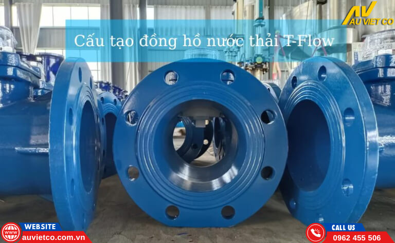 Cấu tạo đồng hồ đo nước thải T-Flow rất đơn giản gồm các bộ phận chính sau